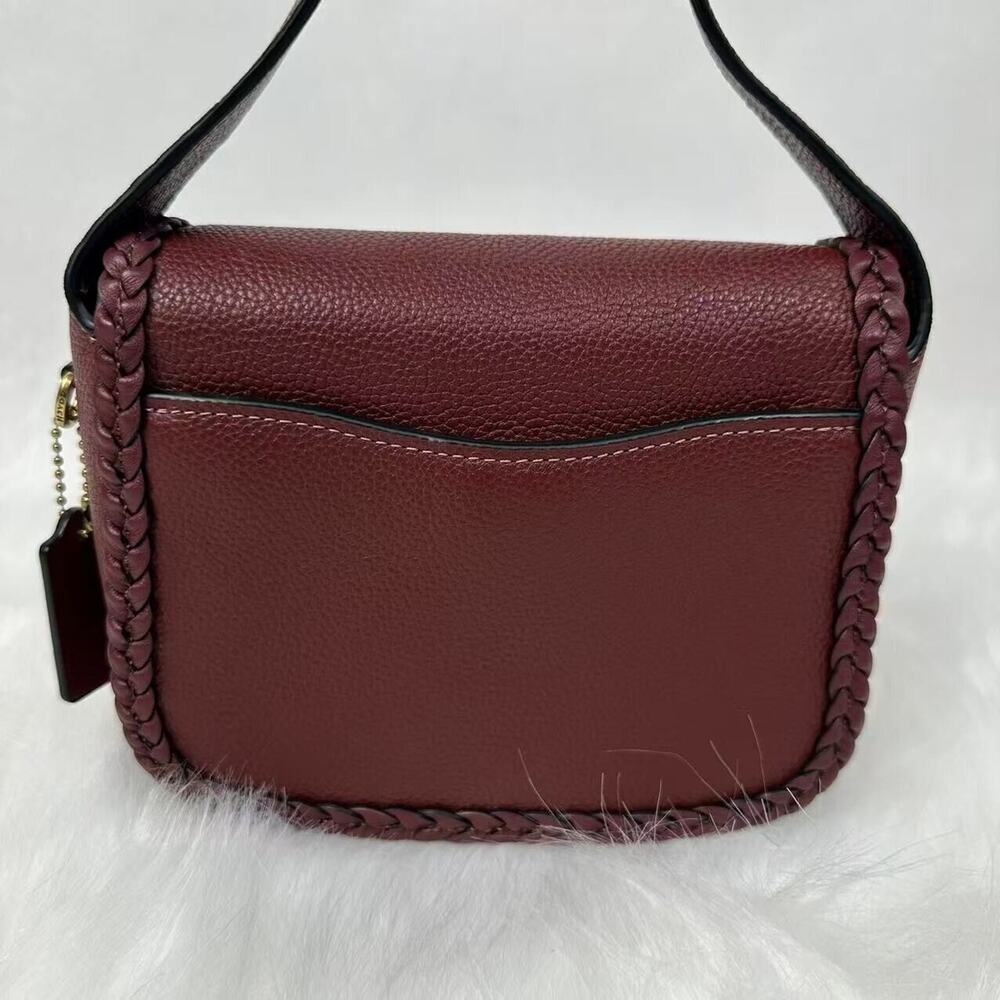 Coach Tabby Messenger 19 With Braid Crossbody In Brass/Wine Leather NWT CJ837 - Picture 8 of 10